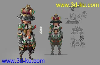 3D打印模型看着原画做的一个侠客，请达人评点的图片