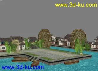 3D打印模型Chairs超级经典江南小镇游戏场景带贴图的图片
