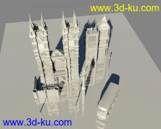3D打印模型欧式建筑附带巴士的图片