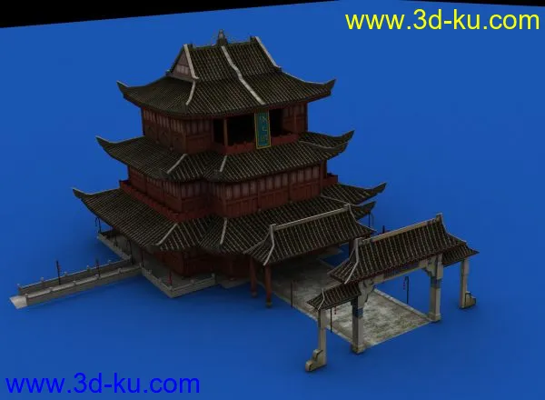 滕王阁   3Dmax2008版本做的  请指教模型的图片1