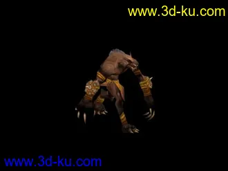3D打印模型狼人，已蒙皮，带2个动作，行走和待机，望高手指教~~的图片