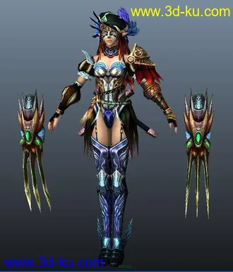 3D打印模型神泣白精灵刺客邪克罗套装＋武器(蜥蜴利爪)的图片