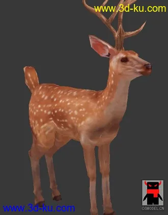 3D打印模型4边面的小鹿。MAX,带PSD贴图。的图片
