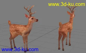 3D打印模型小鹿，max4边面简模，带psd贴图。的图片