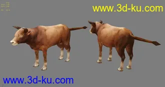 3D打印模型家牛，max4边面简模，带512  psd贴图。的图片