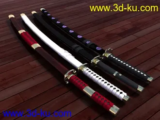 3D打印模型海贼王_罗罗诺亚·索隆的四把刀以及数把日本刀的图片