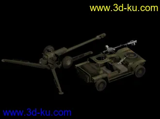 3D打印模型战地2 中国装甲车 加送榴弹炮及95机枪的图片