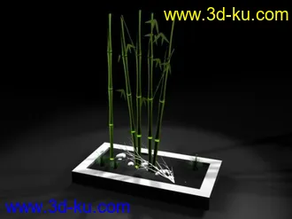 3D打印模型竹子石头小花方形花坛！一应俱全！的图片
