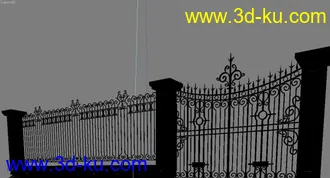 豪华的别墅大门3D模型的图片