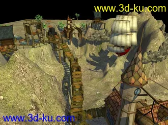 3D打印模型游戏“黑湾海盗”的一个小港口，已经整理好了，想研究的下吧~的图片
