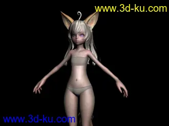 3D打印模型极品萝莉+贴图 带狐狸耳朵的图片