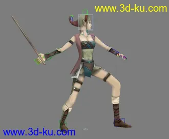 3D打印模型拿剑的女武士（已绑定）的图片