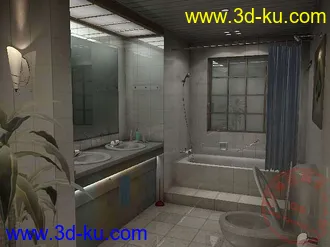 3D打印模型一间陈旧浴室的图片