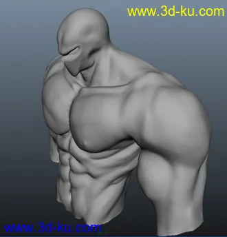 3D打印模型自己做的一个半身人物肌肉，第一次做，ZB原文件的图片