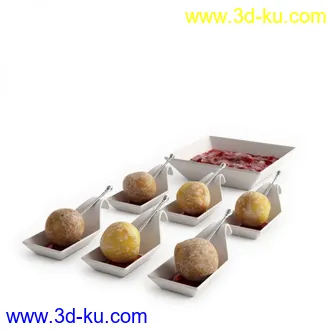 3D打印模型Archmodel.Vol.76.各种食物（下）沙拉 汉堡 意面 鱼 鸡尾酒 饺子 果冻 派 甜甜圈…的图片