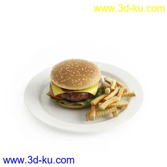 3D打印模型Archmodel.Vol.76.各种食物（下）沙拉 汉堡 意面 鱼 鸡尾酒 饺子 果冻 派 甜甜圈…的图片