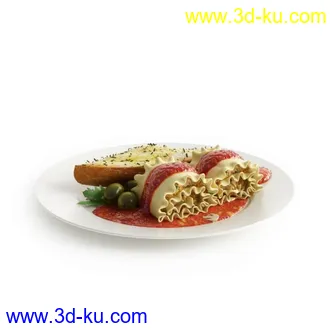 3D打印模型Archmodel.Vol.76.各种食物（下）沙拉 汉堡 意面 鱼 鸡尾酒 饺子 果冻 派 甜甜圈…的图片