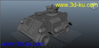 3D打印模型自学maya一个礼拜做的装甲车，求批评的图片