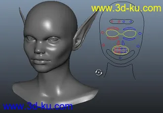 3D打印模型绑定好的精灵女头部 可做表情动画的图片