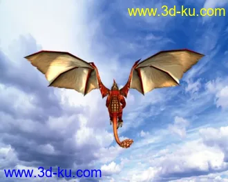3D打印模型飞龙，含贴图、骨骼绑定和动画。分翱翔、振翅两种姿态，互不相干，可单独下载！的图片