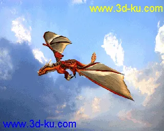 3D打印模型飞龙，含贴图、骨骼绑定和动画。分翱翔、振翅两种姿态，互不相干，可单独下载！的图片