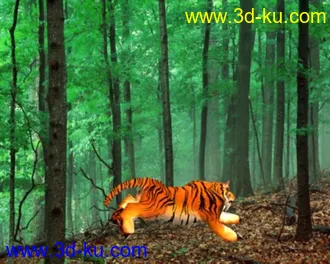 3D打印模型老虎奔跑，带贴图、骨骼绑定和动画，拜托下载完后回个帖！的图片