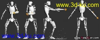 机器人跑步拿枪射击的动画,3D模型已绑定的图片