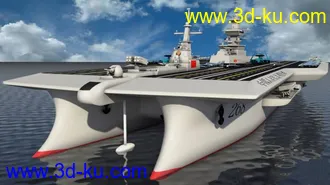 3D打印模型双体航空母舰（航母搭载有战机）的图片