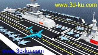 3D打印模型双体航空母舰（航母搭载有战机）的图片