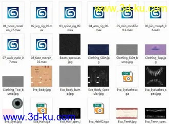 国外大师制作经典电影级女性角色eva绑定和动画源文件，下载过模型材质的不用下贴图了的图片