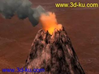 3D打印模型自己收藏的场景带特效。火山。的图片