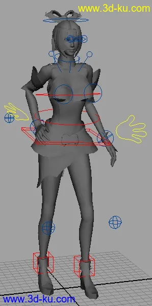 三国女将模型带基本骨骼，木有贴图~~的图片