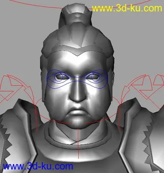 动画师的福音~带blendshape表情骨骼绑定的古代将军模型的图片