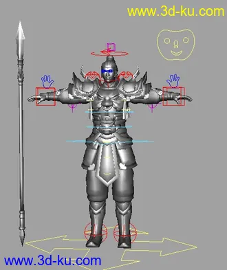 动画师的福音~带blendshape表情骨骼绑定的古代将军模型的图片