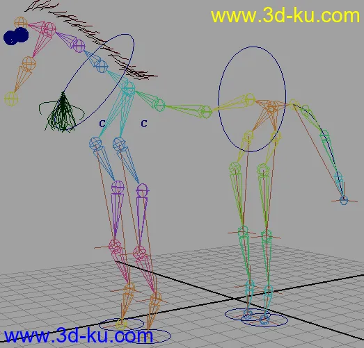 “马”模型。绑好骨骼。权重也搞定了的图片3