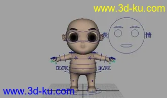 3D打印模型卡哇伊小孩（带绑定）的图片