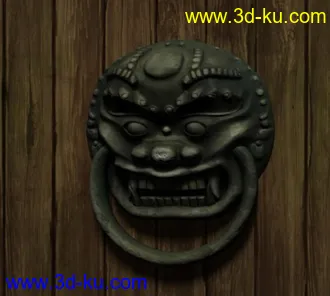 3D打印模型做的一个古建筑狮头门环·  喜欢的拿去啊·······的图片