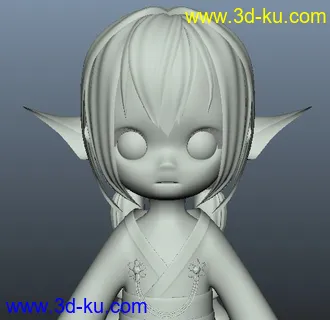 3D打印模型一个卡通女孩儿角色。额。萌之美少女。。。的图片
