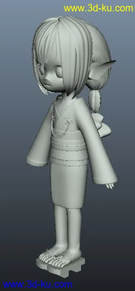 3D打印模型一个卡通女孩儿角色。额。萌之美少女。。。的图片