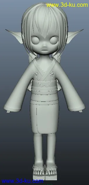 3D打印模型一个卡通女孩儿角色。额。萌之美少女。。。的图片