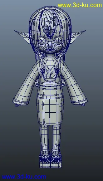 3D打印模型一个卡通女孩儿角色。额。萌之美少女。。。的图片