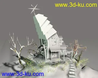 3D打印模型歪房子的图片
