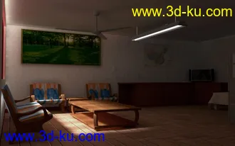 maya2012做的我家客厅的模型的图片