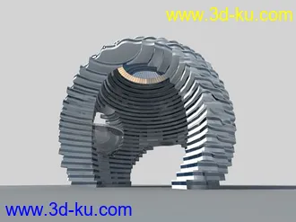 3D打印模型床腿原创，一个未来生态大楼，每层屋面可以种上植物就生态了的图片