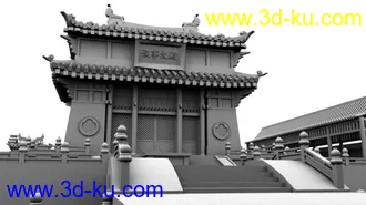 3D打印模型大规模古建筑完整版，补全上次发的残缺的场景的图片