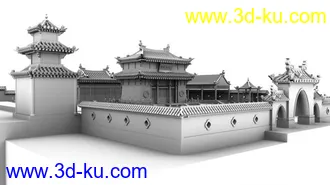 3D打印模型大规模古建筑完整版，补全上次发的残缺的场景的图片