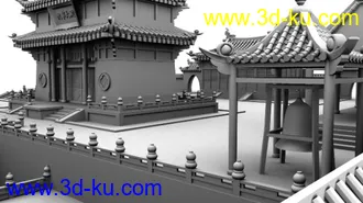 3D打印模型大规模古建筑完整版，补全上次发的残缺的场景的图片