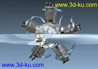一款结构完整带气缸的飞机发动机模型的图片