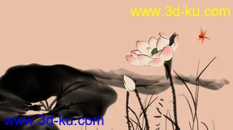 3D打印模型水墨材质荷花的图片
