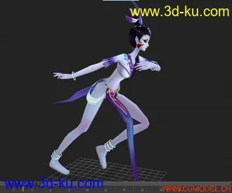 3D打印模型MAX9+CS骨骼+Bone骨骼+跑步动画~性感女妖一只~~哦也~的图片